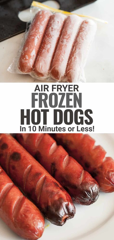 Oven Hot Dogs, Air Fryer Recipes Beef, Air Fryer Recipes Low Carb, Fried Hot Dogs, Air Fryer Recipes Snacks, Hot Dogs Recipes, Air Fryer Cooking Times, Air Fry Recipes, Frozen Foods