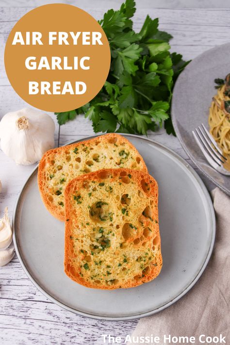 This air fryer garlic bread is ridiculously quick and easy. With just six ingredients its on the table in ten minutes. A great side dish or a delicious snack. Air Fryer Garlic Bread, Ciabatta Rolls, Frozen Garlic Bread, Air Fryer Garlic, Lamb Ragu, Ciabatta Roll, Garlic Rolls, Slow Cooker Lamb, Air Fried Food