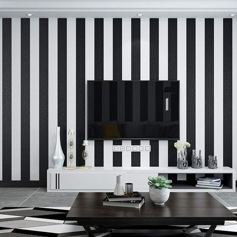 Stripe Wallpaper Bedroom, Black Stripes Wallpaper, Stripes Pattern Wallpaper, Sticky Wallpaper, Stripe Wall, Stripes Wallpaper, Wallpaper Modern, Black And White Wallpaper, Kitchen Wallpaper