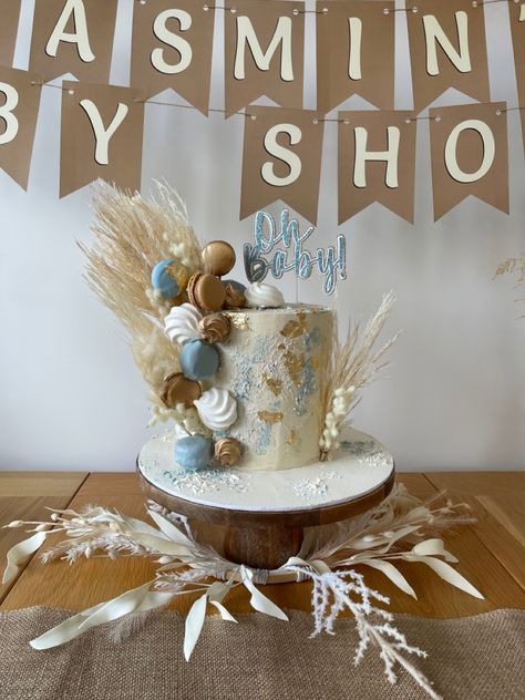 Blue And Tan Baby Shower Ideas, Blue Boho Cake, Boho Baby Shower Cake Boy, Boho Baby Shower Cake, Boho Baby Boy, Shower Funny, Boho Cake, Baby Shower Cakes For Boys, Boho Elephant