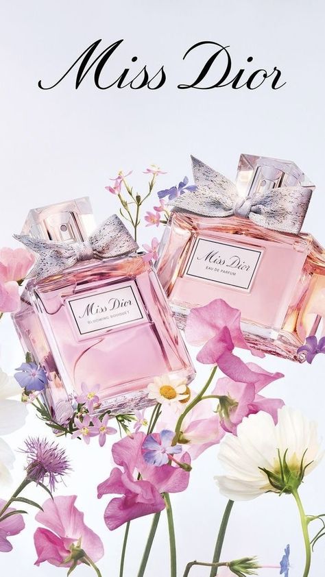 Miss Dior Perfume Blooming Bouquets, Blooming Bouquet Miss Dior, Perfume Astethic, Miss Dior Wallpaper, Foto Dana, Dior Illustration, Pink Parfum, Colorful Couture, Miss Dior Parfum