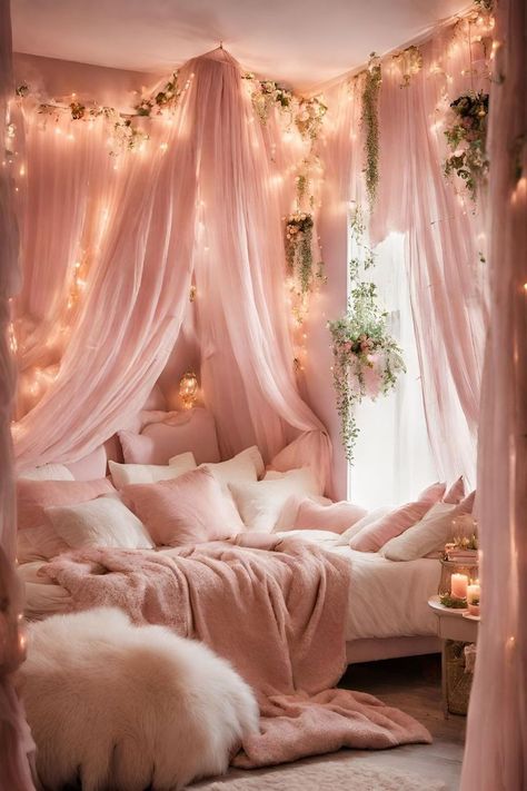 Pink Bedroom Accessories, Light Pink Bedrooms, Dream Bedroom Inspiration, Girly Apartments, Romantic Bedroom Decor, Teen Bedroom Designs, Pink Bedrooms, Girly Room, Bedroom Decor Design