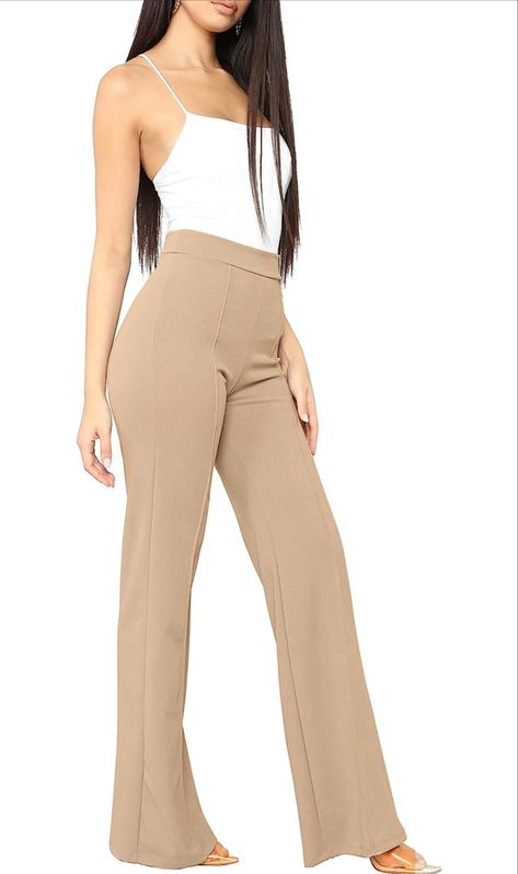 FANCYINN Womens Casual Bootcut Ease Into Pants Stretchy Bell Bottom Flare Palazzo with Tummy Control Trousers Big Pant, Office Outfit Inspiration, Trousers Women Outfit, Cute Western Outfits, Women Outfit Ideas, Flared Palazzo, Women Trousers, Trouser Outfits, Bootcut Pants