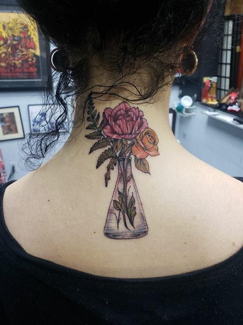 Beaker With Flowers Tattoo, Erlenmeyer Flask Tattoo, White Lotus Tattoo, Erlenmeyer Flask, Trending Tattoos, Prison Tattoos, Toms River Nj, New Hope Pa, Lotus Tattoo