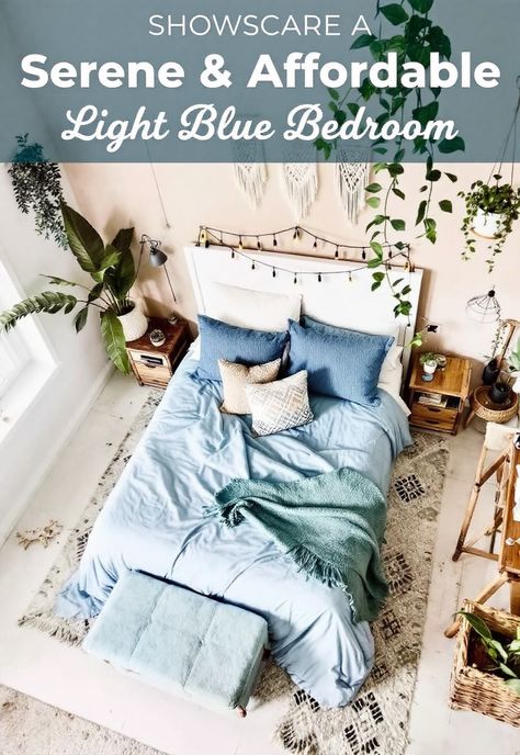 Light Blue Boho Bedroom Light Blue Boho Bedroom, Blue Boho Bedroom Ideas, Bedroom Light Blue, Blue Boho Bedroom, Bedroom Design Tips, Light Blue Decor, Light Blue Bedroom, Boho Bedroom Design, Agriculture Industry