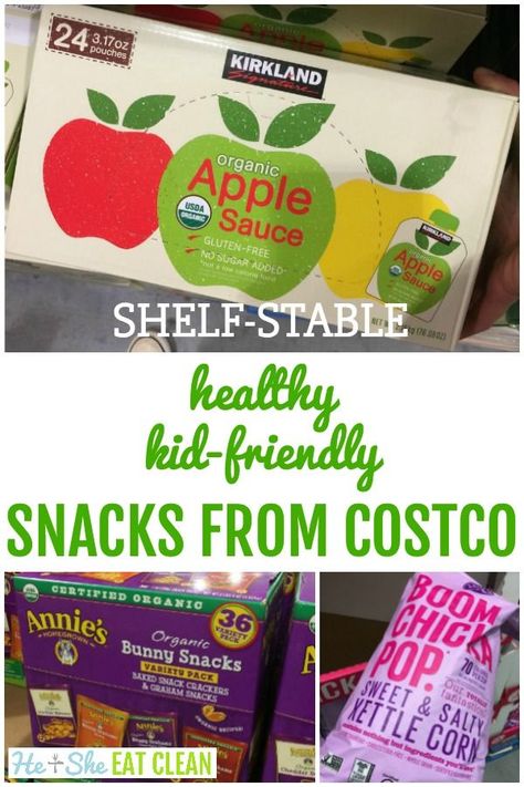 Save money AND eat healthy with our kid-friendly snack picks from Costco! These are shelf-stable, perfect for the lunch box. #Costco #heandsheeatclean #eatclean #cleaneating #shopping Costco Toddler Snacks, Healthy Shelf Stable Snacks, Shelf Stable Snacks, List Of Snacks, Costco Organic, Costco Snacks, Organic Fruit Snacks, Costco Shopping List, Bill Board