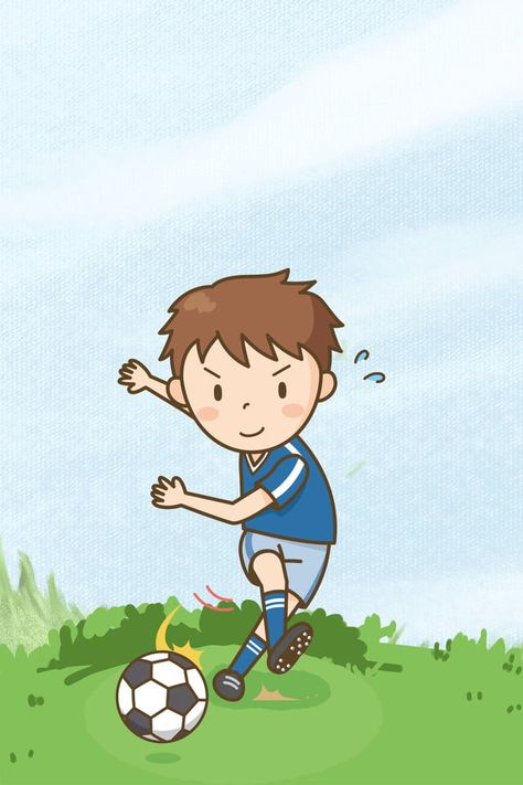 Football Cartoon Drawing, Kids Playing Football, Soccer Backgrounds, Goals Football, Football Background, World Cup Football, Football Drawing, Training Football, Cup Football