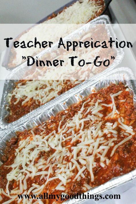 Appreciate your Teacher any time of the year with a meal To-Go! Give them a night off from making dinner. Lasagna To-Go! Teacher Appreciation Meal Ideas, Teacher Appreciation Meals, Teacher Appreciation Dinner, Teacher Meals, Dinner Lasagna, Chips Salsa, Restaurant Style Salsa, New Recipes For Dinner, Dinner Gifts