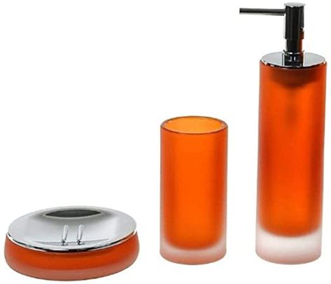 Gedy TI280-67 Tiglio Satin Glass Bathroom, Orange Orange Bathroom Accessories, Bathroom Orange, Deco Orange, Orange Bathroom, Orange Bathrooms, Copper Diy, Bathroom Red, Orange House, Bathroom Accessory Sets