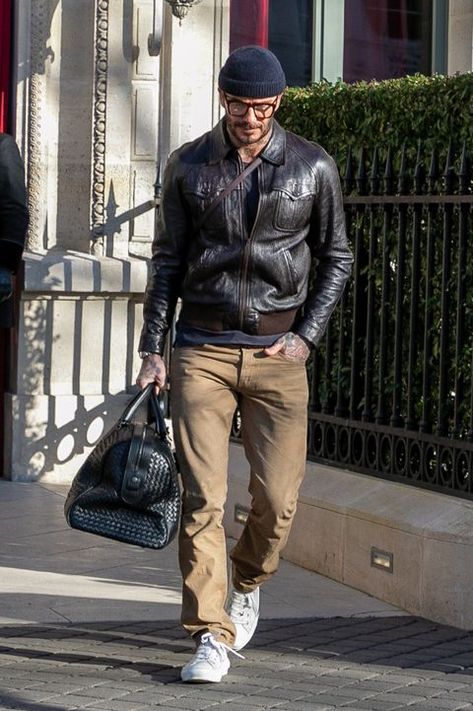 David Beckham Style, Stylish Leather Jacket, Best Leather Jackets, Best Dressed Man, Leather Jacket Style, Leather Jacket Outfits, Brown Leather Jacket, David Beckham, 가을 패션