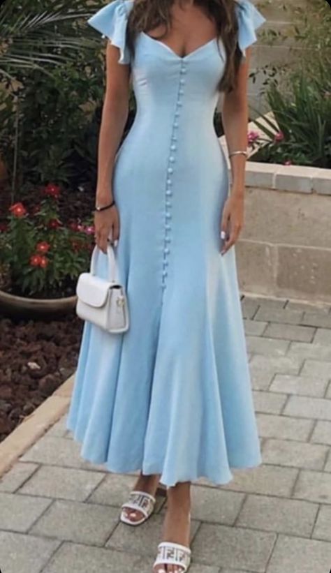 Ankle Length Prom Dress, Light Sky Blue, Note Box, Classy Dress, Elegant Outfit, Modest Dresses, Fancy Dresses, Modest Outfits, Dream Dress