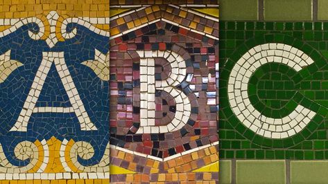 The branding of NYC’s subway system is a free-for-all, with different styles and ideas all mashed together over the decades. So why does it work? Chaotic Design, Tile Logo, Logo Typo, Subway System, City Branding, Subway Style, Nyc History, New York Subway, Font Logo