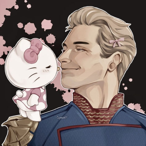 credits to @cephaloct !! thank you so much for drawing my pin <333 Homelander And Hello Kitty, Fantastical Sandwich Drawing Laguardia, Homelander Hello Kitty, Homelander And Butcher, Homelander X Butcher, Butcher X Homelander, The Boys Pfp, Homelander Pfp, Homelander Fanart