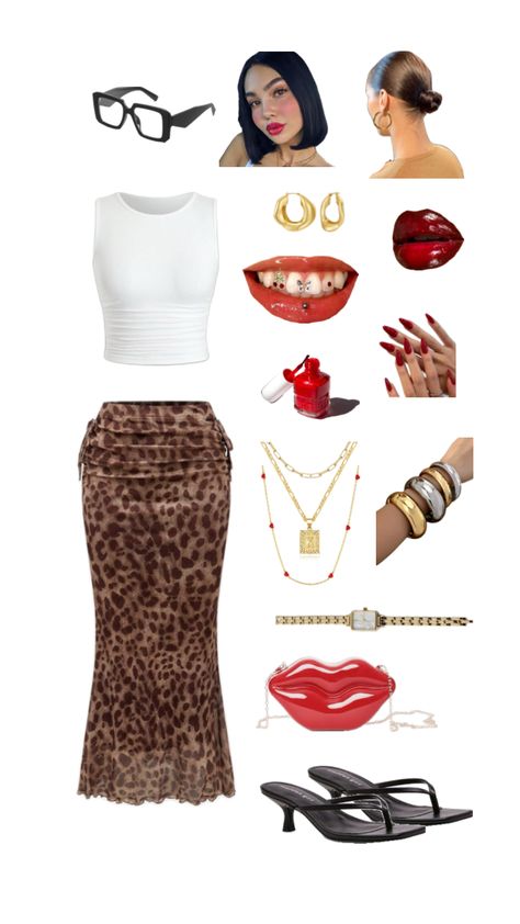 White tank top + Cheetah Print Maxi Skirt 🍒💋 #cheetahprint #whitetanktop #sandals #heels #red #gold #goldjewelry #rednails #outfit #outfits #fit #fashion #90s #y2k Fashion 90s, Heels Red, Print Maxi Skirt, Maxi Skirt Outfits, Fit Fashion, Printed Maxi Skirts, White Tank Top, White Tank, Red Nails