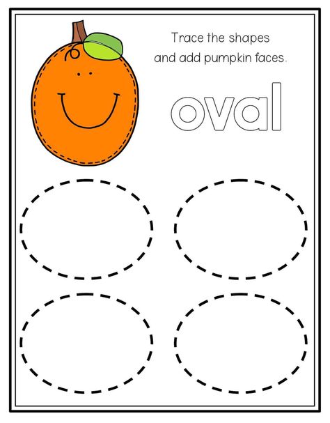 Pumpkin Shape Tracing - Preschool Mom Ovals Preschool, Oval Shape Preschool, Pumpkin Tracing Sheets, Oval Shape Activities For Preschool, Oval Preschool Activities, Oval Activities For Preschool, Oval Crafts For Preschoolers, Pumpkin Tracing, Shapes Preschool Printables