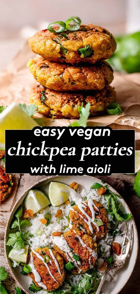 Vegan Spring Recipes, Lime Aioli, Vegan Egg Substitute, Chickpea Patties, Chickpea Burger, Cheese Vegan, Vegan Chickpea, Vegan Chicken, Candida Diet