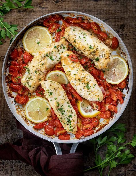 Tuscan Lemon Chicken, Sauce With Cherry Tomatoes, Chicken Thighs Dinner, Tuscan Cooking, Chicken Bacon Pasta, Tuscan Chicken Pasta, Bacon Pasta, Citrus Chicken, Supper Recipes