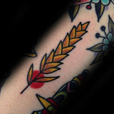 50 Wheat Tattoo Designs For Men - Cool Crop Ink Ideas Tattoo Wheat, Traditional Tattoo Filler, Wheat Tattoo, Small Traditional Tattoo, Neotraditional Tattoo, Tattoo Filler, Traditional Tattoo Sleeve, Tattoo Designs For Men, Traditional Tattoo Art