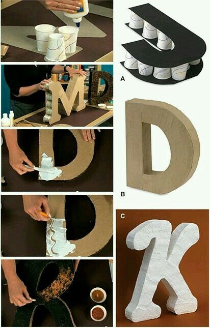 Projek Diy, Carton Diy, Cardboard Letters, Letter Decoration, Dekor Diy, Diy Letters, Creation Deco, 3d Letters, Cardboard Crafts