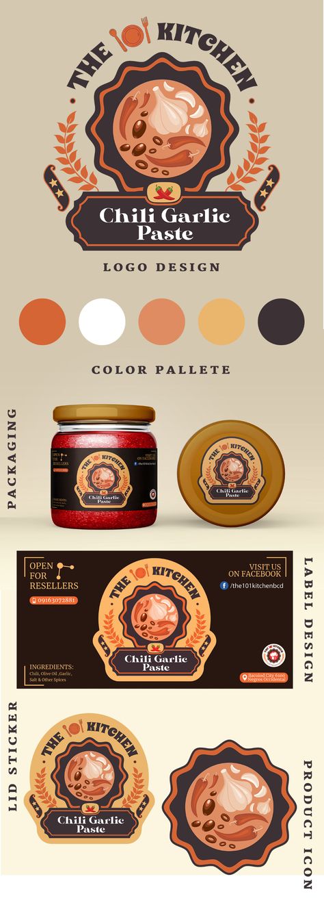 Packaging Design | Chili Garlic Paste on Behance Chili Garlic Packaging Design, Chili Garlic Logo Label, Chili Garlic Logo Design Ideas, Chili Packaging Design, Chili Oil Packaging Design, Sambal Logo Packaging Design, Garlic Illustration Design, Chili Paste Packaging, Sambal Packaging Design