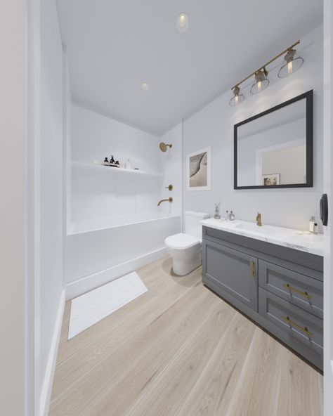 1BR 495 sqft ADU Bathroom - Beach Style - Bathroom - San Diego - by Snap ADU | Houzz Adu Bathroom, Beach Condo Remodel, Beach Style Bathroom, North Design, Bathroom Beach, Drop In Bathtub, Condo Remodel, Bathtub Decor, Coastal Bathrooms