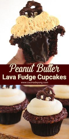 Fluffy Peanut Butter Frosting, Fudge Cupcakes, Hot Fudge Sauce, French Chocolate, Gourmet Cupcakes, Peanut Butter Frosting, Cupcake Flavors, Cupcakes Recipe, Fudge Sauce