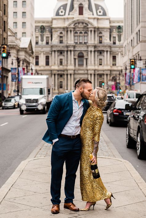 A sweet Philadelphia elopement with an homage to some of the best photo spots in Philly | Offbeat Bride Philadelphia Elopement, Private Ceremony, Raw Photography, Wedding Chapel, Offbeat Bride, Romantic Photos, Philadelphia Wedding, Photography Gallery, Chapel Wedding