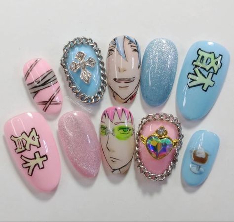 Saiki K, Anime Nails, Really Cute Nails, Short Nail Designs, Hot Nails, Dream Nails, Funky Nails, Types Of Nails, Dope Nails