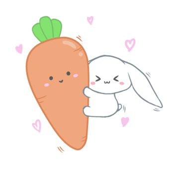 Rabbit And Carrot Drawing, Carrot Drawing, Hand Drawn Border, Eating Carrots, Air Clay, Bunny Carrot, Cute Png, Yellow Wreath, Rabbit Eating