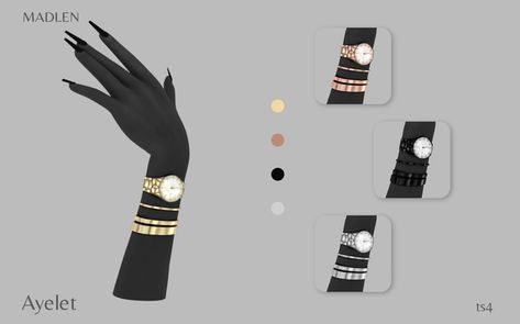 New addition to your watch collection! Stylish and sophisticated. Crafted in gold, silver, rose gold and black! Sims 4 Watch Cc, Sims Collection, Los Sims 4 Mods, Sims 4 Cheats, Sims 4 Piercings, Sims 4 Tsr, Play Sims 4, The Sims 4 Pc, Sims 4 Cc Shoes