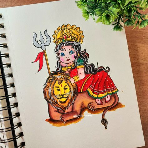 #durgamaa Durga Maa Drawing, Maa Durga Drawing, Maa Drawing, Durga Drawing, Aesthetic Sketches, Wall Street Art, Modern Art Canvas Painting, Easy Cartoon Drawings, Pencil Sketch Images