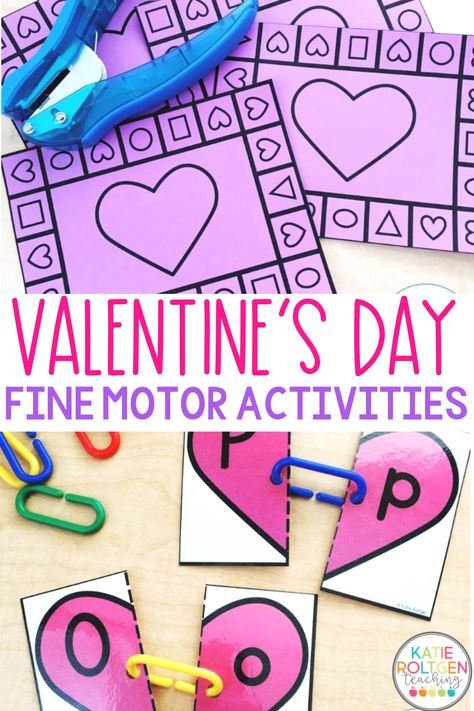 I love using these hands-on Valentine's Day fine motor activities in my February morning work tubs, centers, and small groups. My kindergarten students love getting to practice math, literacy, fine motor skills and social skills while getting to play with Valentine's Day resources. Developing strong fine motor skills results in strong prewriting skills. What a fun way to celebrate Valentine's Day with these fun fine motor activities! Kindergarten Easter, Preschool Valentines Activities, Valentine's Activities, Kindergarten February, Pocket Of Preschool, Preschool Easter, Kindergarten Valentines, February Activity, Valentinstag Party