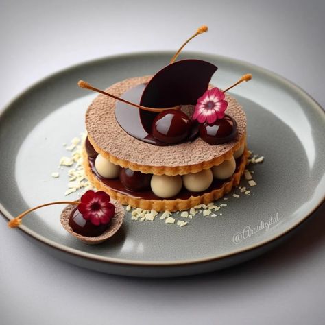 Chocolate Plated Desserts Fine Dining, Restaurant Deserts, Beautiful Desserts Presentation, Plated Desserts Fine Dining, Gourmet Desserts Presentation, Luxury Desserts, Dessert Chef, Gourmet Food Plating, Fine Dining Desserts