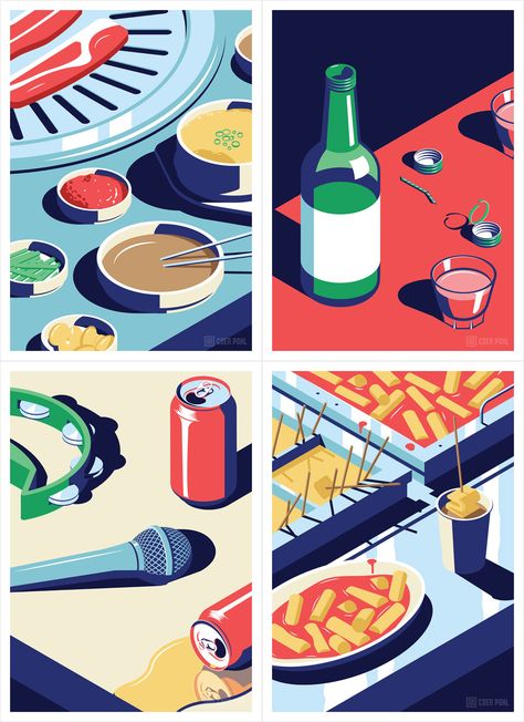 A Night Out in Seoul – Illustrations by Coen Pohl 그림 낙서, Job 1, Isometric Illustration, Illustration Ideas, Youtube I, Flat Illustration, Illustrations And Posters, Editorial Illustration, Food Illustrations