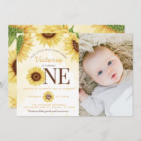 Yellow Watercolor Background, Summer Birthday Invitations, 98th Birthday, Sunflower Invitations, Wild Sunflower, Watercolor Sunflowers, 1st Birthday Party Invitations, Yellow Watercolor, 2nd Birthday Party