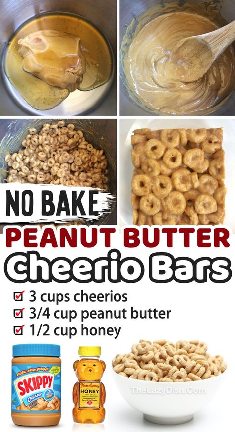 3 Ingredient Peanut Butter Cheerio Bars - The Lazy Dish The Lazy Dish, Cheerios Recipes, Lazy Dish, Peanut Butter Cheerio Bars, Cheerio Bars, Honey Nut Cheerios, Lost 100 Pounds, Peanut Butter Honey, Peanut Butter Bars