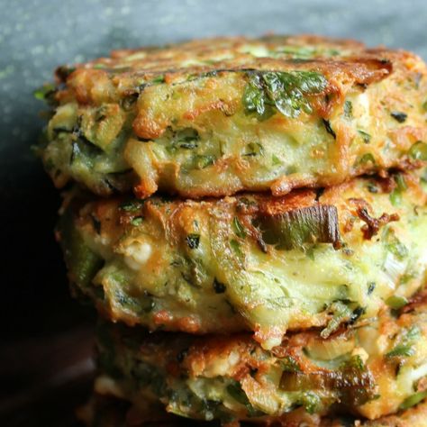 Feta Bake, Greek Zucchini, Vegetable Fritters, Chopped Cheese, Zucchini Feta, Fritter Recipes, Vegetarian Pasta, Food Categories, Vegetarian Cheese