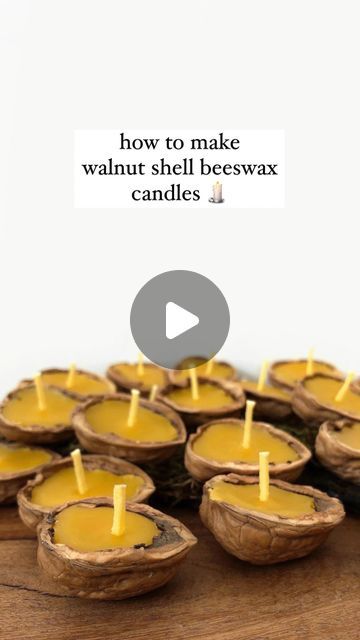 woodlark®  •  ashley on Instagram: "Floating walnut shell beeswax candles 🕯️ It’s that time of the year again! These candles will burn anywhere from 10-30 minutes floating in water and are wonderful little gifts, stocking stuffers or gift toppers. Quick instructions are below and full tutorial is in the original blog post. All candle-making materials and supplies I use are available in my shop and DIY kits with all the materials to make these have been restocked for the season. Link to the blog post and shop are in my bio.  Materials: walnut shells, beeswax, cotton wick, metal pouring pitcher or heat-proof container to melt wax in (and something to place it on top of inside of the pot), candy thermometer (optional but recommended)  Instructions: - Melt beeswax using the double-boiler meth Walnut Shell Candles, Walnut Candles, Bio Materials, Candle Making Materials, Walnut Shell Crafts, Walnut Art, Floating Candle, Shell Candles, Tea Diy