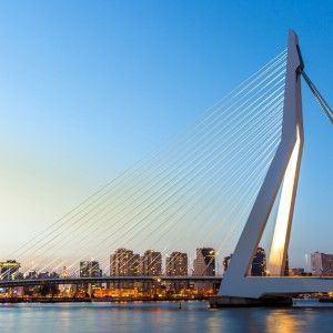 Dezeen's+A-Zdvent+calendar:+Erasmus+Bridge+by+Ben+van+Berkel High Building, Modern Architects, Over The River, Modern Buildings, Beautiful Buildings, Bay Bridge, Urban Landscape, Rotterdam, The River