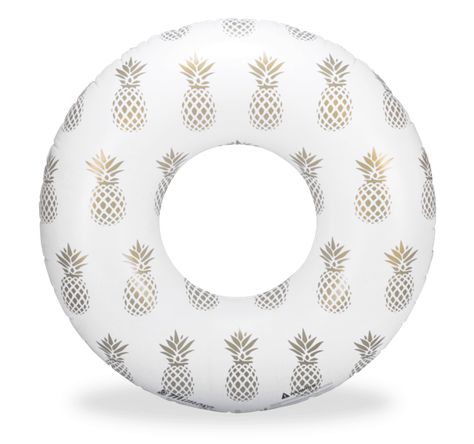 Pineapple Pattern Round Tube Pool Float - Mimosa Inc Pineapple Pool Float, Cute Pool Floats, Pool Tube, Cool Pool Floats, Golden Pineapple, Pool Floaties, Inflatable Pool Floats, Round Pool, Gold Pineapple