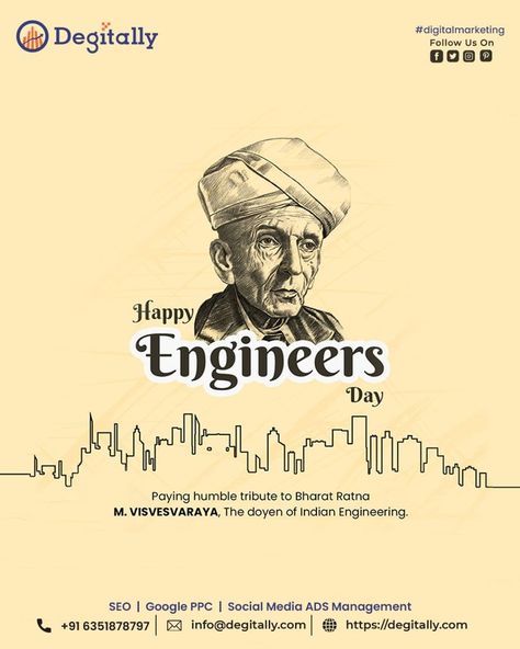 Engineers Day Creative Ads, Restaurant Creatives, Happy Engineer's Day, Marketing Ads, Engineers Day, Indian Flag Wallpaper, Tracker Ideas, Bullet Journal Mood Tracker Ideas, Flag Wallpaper