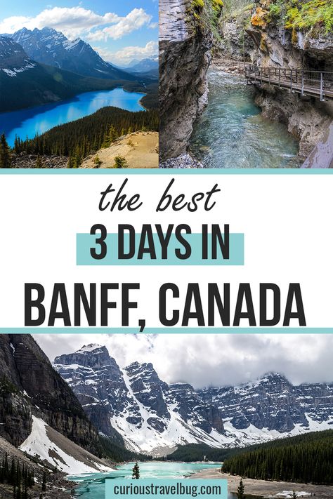 The most epic three day guide to Banff National Park in Canada. This guide covers the best sights to see, scenic roads to drive, top easy hikes, and everything you need to know for an amazing vacation including where to eat, where to sleep, and how to get around Banff. | Banff National Park | Banff National Park Summer | Things to do in Banff | banff national park summer road trips | banff canada | what to do in banff canada Banff Itinerary, Banff National Park Canada, Best Places To Vacation, Canada Travel Guide, Banff Canada, Canadian Travel, Canada Road Trip, Scenic Roads, Family Vacation Destinations