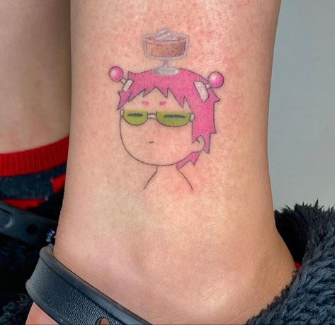 Saiki K Tattoo, Coffee Jelly, K Tattoo, Funky Tattoos, Saiki K, Simplistic Tattoos, Anime Tattoos, Creative Tattoos, Pretty Tattoos