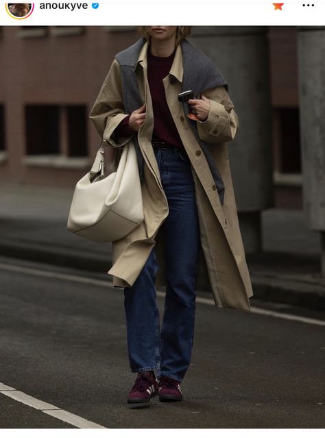 Burgundy Sneakers Outfit, Winter Outfits 2024, Burgundy Sneakers, Autumn Winter Outfits, Work Fits, Minimalistic Style, Sneakers Outfit, Minimalist Outfit, Cold Day