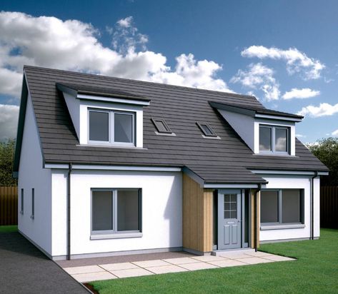 Homes Portfolio - 1½ and 1¾ storey homes - Scotframe Timber Frame Homes Bungalow Extension, House Plans Uk, Renovation Facade, Dormer Bungalow, Sas Entree, Bungalow Extensions, Modern Bungalow Exterior, Exterior House Remodel, Bungalow Renovation