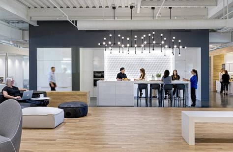 Pivot Interiors – Santa Clara Showroom and Office Office Design Trends, Work Cafe, Commercial Office Design, Corporate Office Design, Office Lounge, Corporate Interiors, Workplace Design, Office Workspace, Office Lighting