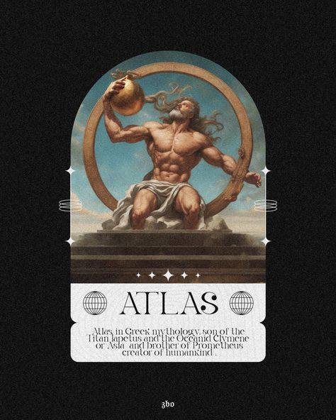 Atlas на Behance Atlas Greek God, Atlas God, Greek Graphic Design, Info Design, Greek God, Graphic Design Poster, Greek Gods, Greek Mythology, Magazine Design