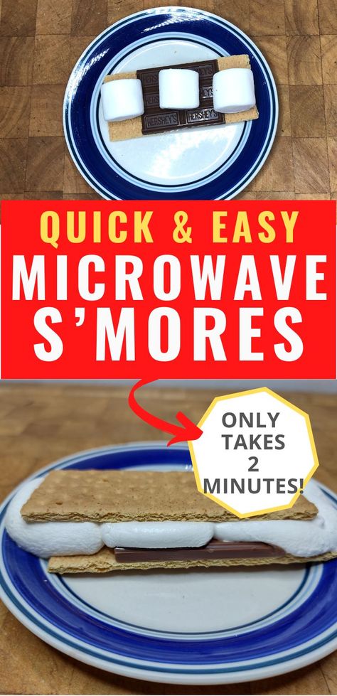 These super quick and easy microwave s'mores only take 2 minutes to make. The perfect melty combination of chocolate and marshmallow sandwiched in crunchy graham cracker. Microwave Smores, Microwave Rice Krispie Treats, Easy Smores, Easy Summer Dessert Recipes, Microwave Recipe, Gluten Free Marshmallows, Microwave Dessert, Easy Summer Desserts, Easy No Bake Desserts