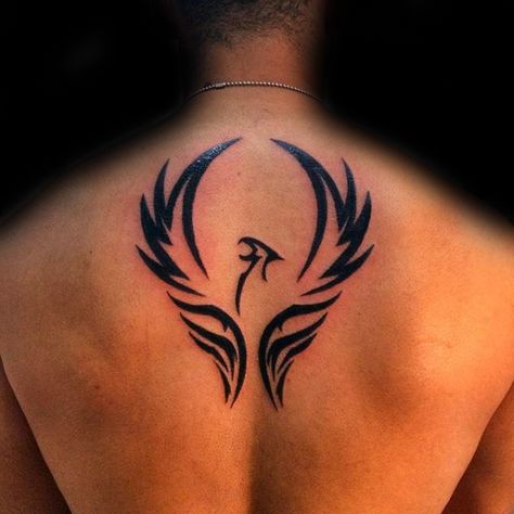 Mens Upper Back Phoenix Wings Tattoo Design Phoenix Wings Tattoo, Simple Shoulder Tattoo, Phoenix Back Tattoo, Blade Tattoo, Phönix Tattoo, Shoulder Blade Tattoo, Upper Back Tattoos, Wing Tattoo Designs, Phoenix Tattoo Design