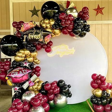 Amazon.com: 139Pcs Burgundy and Gold Balloon Arch Garland Kit for Graduation Party Decorations,Maroon Black Metallic Gold Confetti Balloons for Class of 2024 Congrats Grad Celebrations Birthday Supplies : Toys & Games Gold Balloon Arch, Graduation Backdrop, Graduation Party Decorations, Gold Confetti Balloons, Silver Balloon, Congrats Grad, Birthday Supplies, Gold Confetti, Class Of 2024